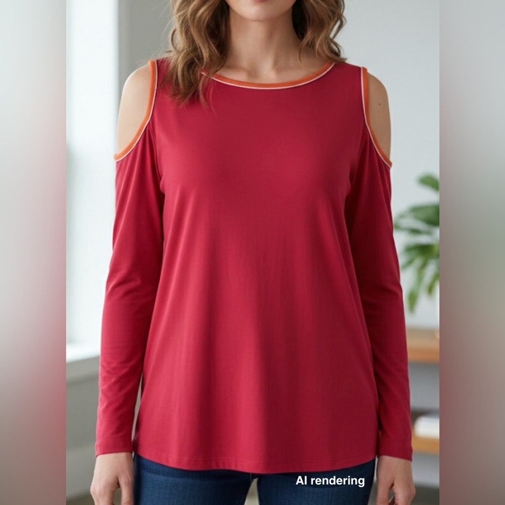 SUSAN GRAVER Womens Hot Pink & Orange Cold Shoulder Liquid Knit Stretch Top | XL